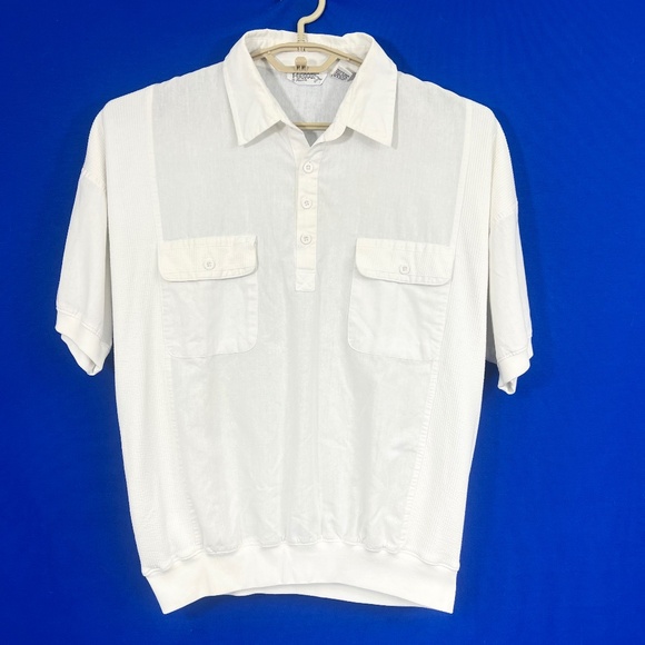 VINTAGE |•ALEXXUS•| White Polo Ribbed Collar & Bottom Shirt Size XL - Picture 1 of 6